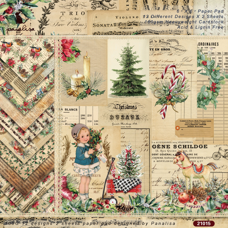 ♔ DIYフォトアルバムスクラップブック紙ハンドブック素材紙12枚半分背景紙6inchパターン紙|undefined