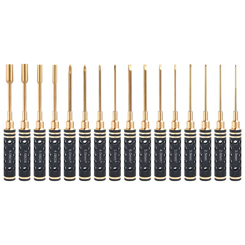 航模模型小孔蜂窝十字一字内六角套筒16件套工具包