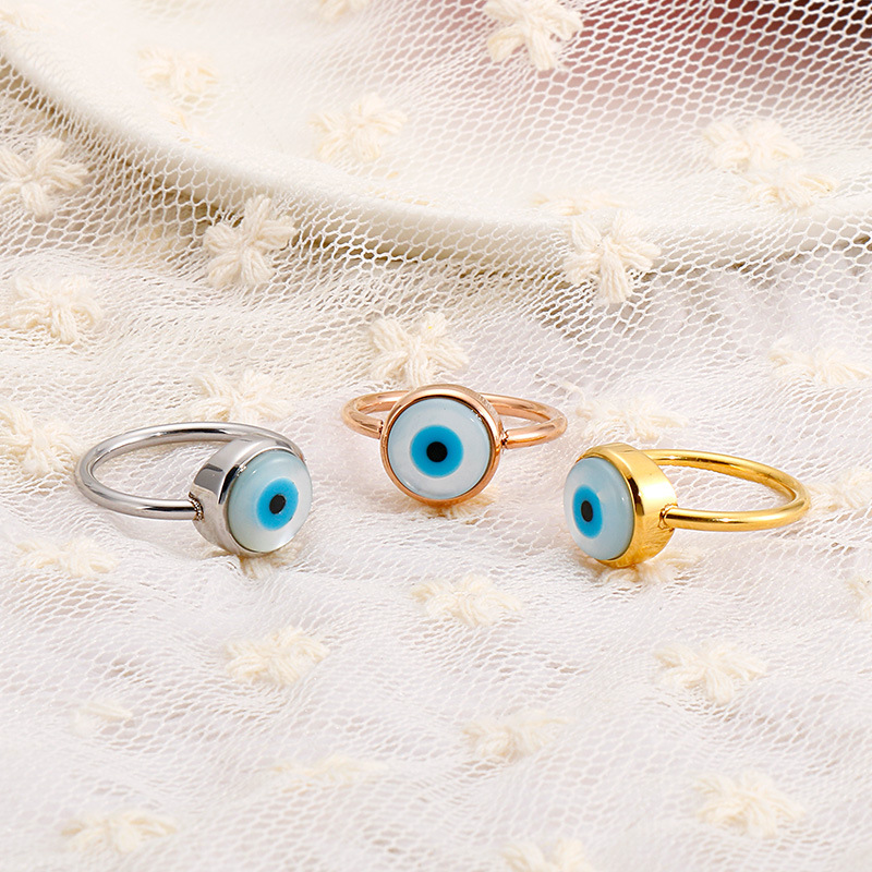 9g Weight PVD Coated Gold Plating Process 18K Real Gold Plated Plating Material Cat's Eye Stone Inlay Material Bracelets, Earrings, Necklace Classification Daily Occasion 304 Stainless Steel Material Devil's Eye Pattern Women's Gender Fashion Style Waterproof Non Tarnish, Inlay Craft Fashion Devil's Eye Titanium Steel Inlay Opal Bracelets Earrings Necklace 18