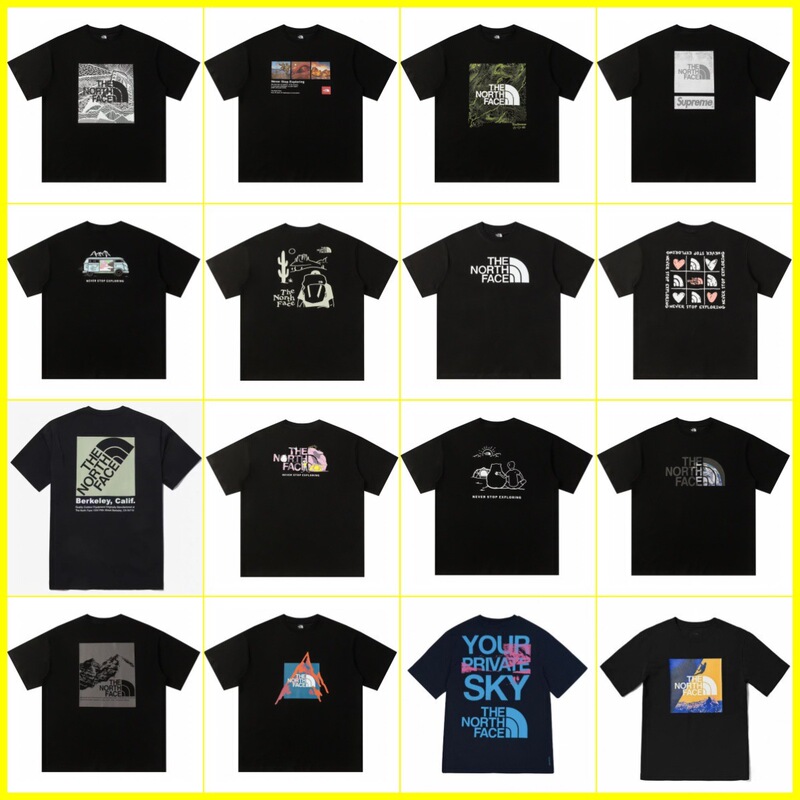 Correct Version of Nt North Face 230g Pure Cotton T-Shirt for Men and Women, Same Style for Couples, Trendyy Printed, Wide and Versatile, Casual