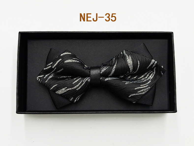 Pajarita negra de color sólido para hombre Boda británica Boda novio padrino traje camisa arco caja de regalo embalaje