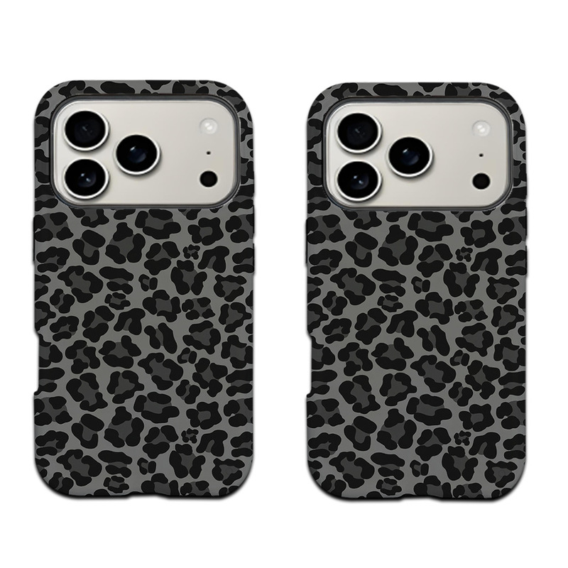 Cross-Border Black Leopard Print Magnetic Film Two-In-One Suitable for Apple 17Promax Samsung S25Fe Mobile Phone Case