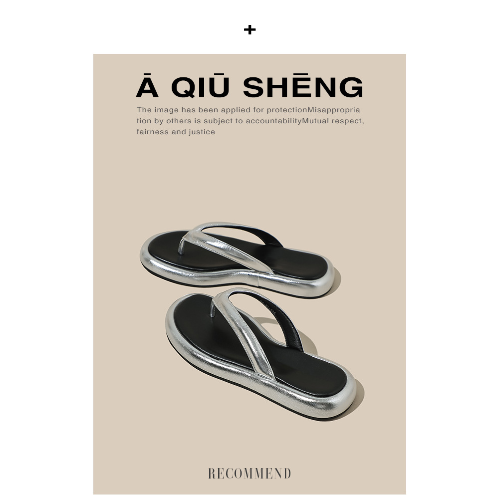 Chao no sur ~ flip flops para mujeres 2025 nuevo verano exterior plano zapatillas de mujer zapatillas de plata perezosas