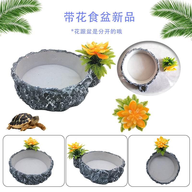 Suministros para reptiles, olla de alimentación para tortugas pequeñas, olla de agua pastoral de resina, serpiente araña, lagarto, tortuga, olla de alimentación para peces