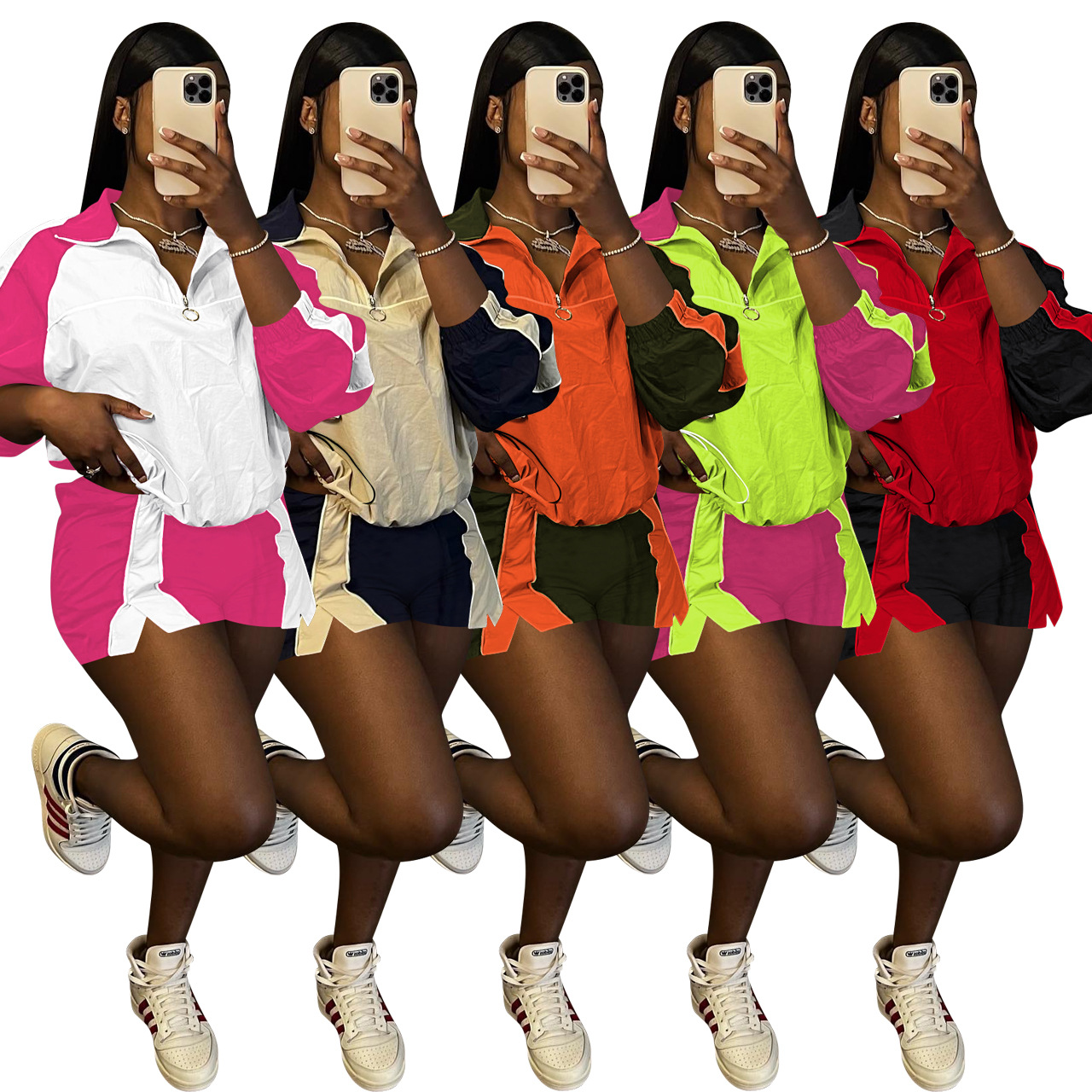 YD8759-A5 European and American women's clothing Amazon new fashion casual multicolor color matching two-piece cross-border Women