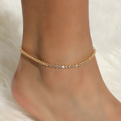 Small Fragrance Summer Fine Shiny Diamond Foot Chain for Women, Fashionable and Versatile Sexy Foot Jewelry Bracelet