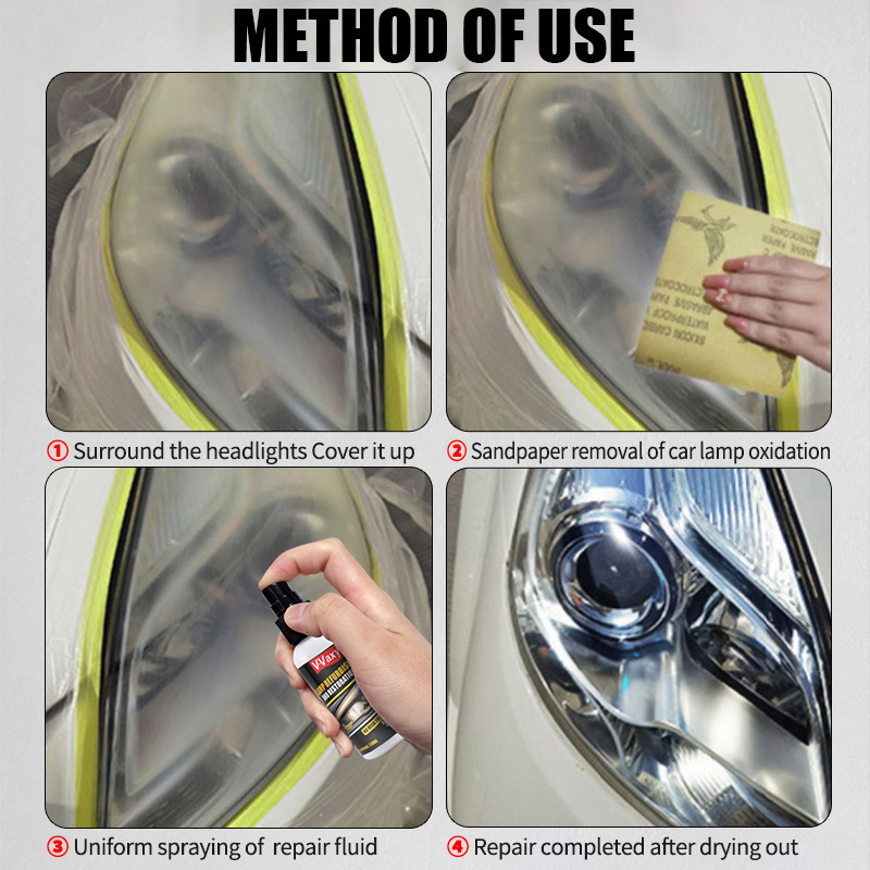 Coche faro reparación líquido renovación lámpara herramienta traje pulido agente de limpieza amarillo Pantalla de limpieza de suministro transfronterizo image 4