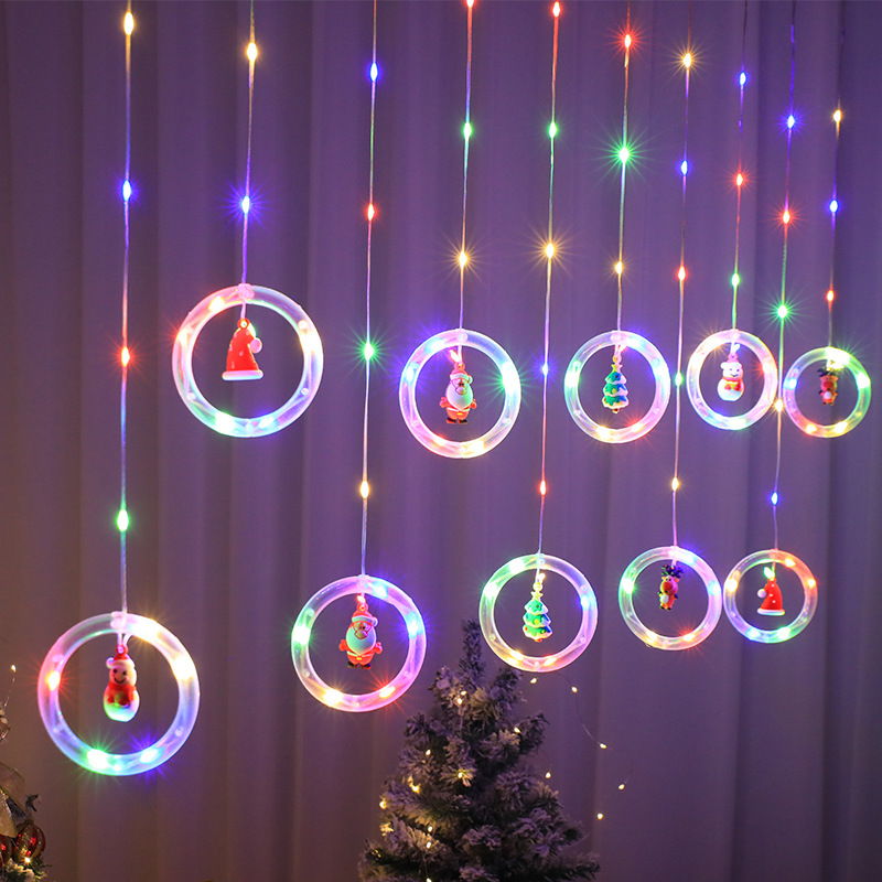 Nuova tenda di Natale con luci a forma di stringa, Babbo Natale, albero di Natale, decorazione per finestre della stanza a LED lampeggiante, appesa_voghion.com