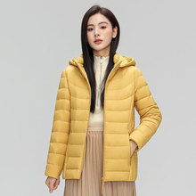 跨境羽绒服女秋冬装新款轻薄90白鸭绒脱卸帽加大码修身显瘦外套潮