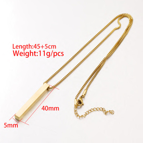 Foreign trade hot-selling personalized fashionable European and American style couple necklace stainless steel three-dimensional rod square column laser pendant