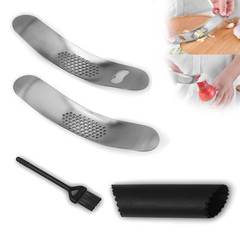 Stainless Steel Thickened Arc-Shaped Manual Garlic Press for Kitchen — 2-in-1 Multi-Use Garlic Mincer & Bottle Opener