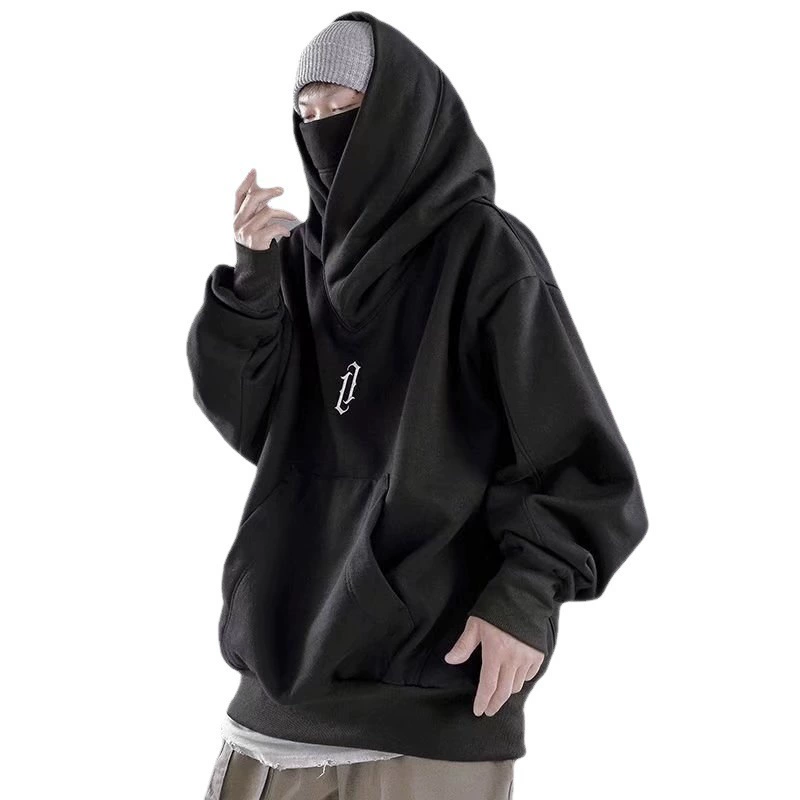 Деми-сезонный худи oversized из тонкого флиса, хип-хоп стиль, длинный пуловер