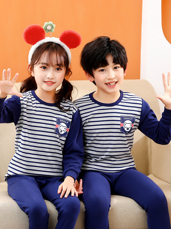 儿童秋衣秋裤男童纯棉保暖内衣宝宝全棉毛衫睡衣套装女童衬衣衬裤|undefined