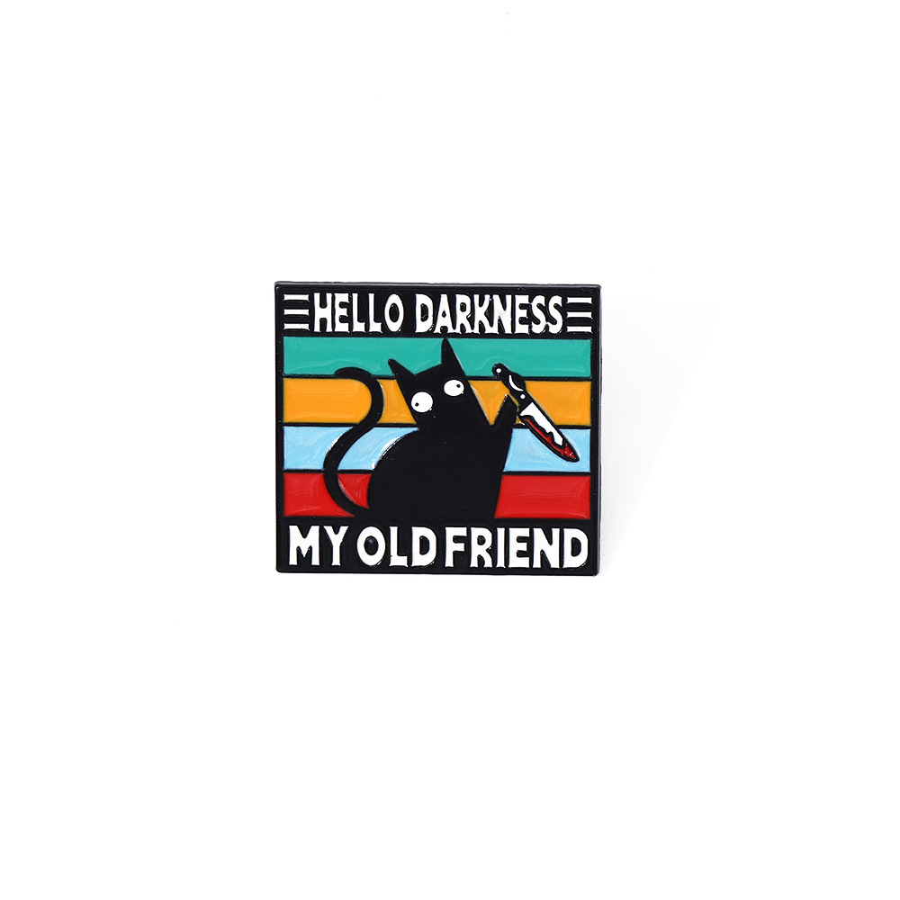 Broche de metal de gato arco-íris crachá de animal para roupa_voghion.com