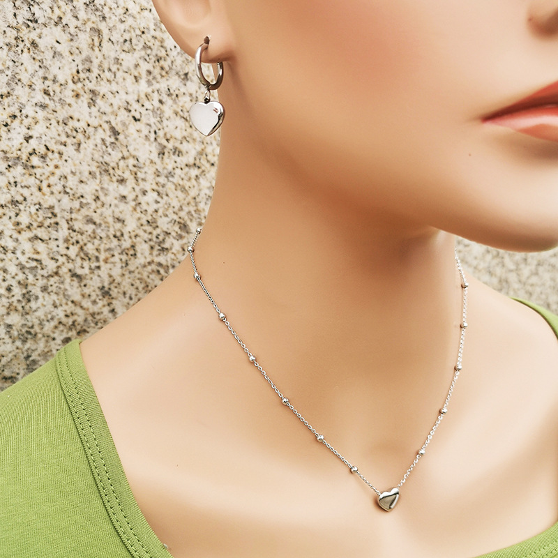 Earrings, Necklace Classification Fashion Heart Shape Titanium Steel Gold Plated Earrings Necklace