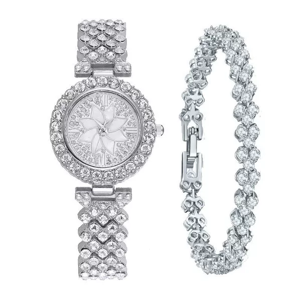 Fashion Women's Watch suit Cross-border Explosions Rome Windmill Watch Accessories 2-piece Set Women's Quartz Watch