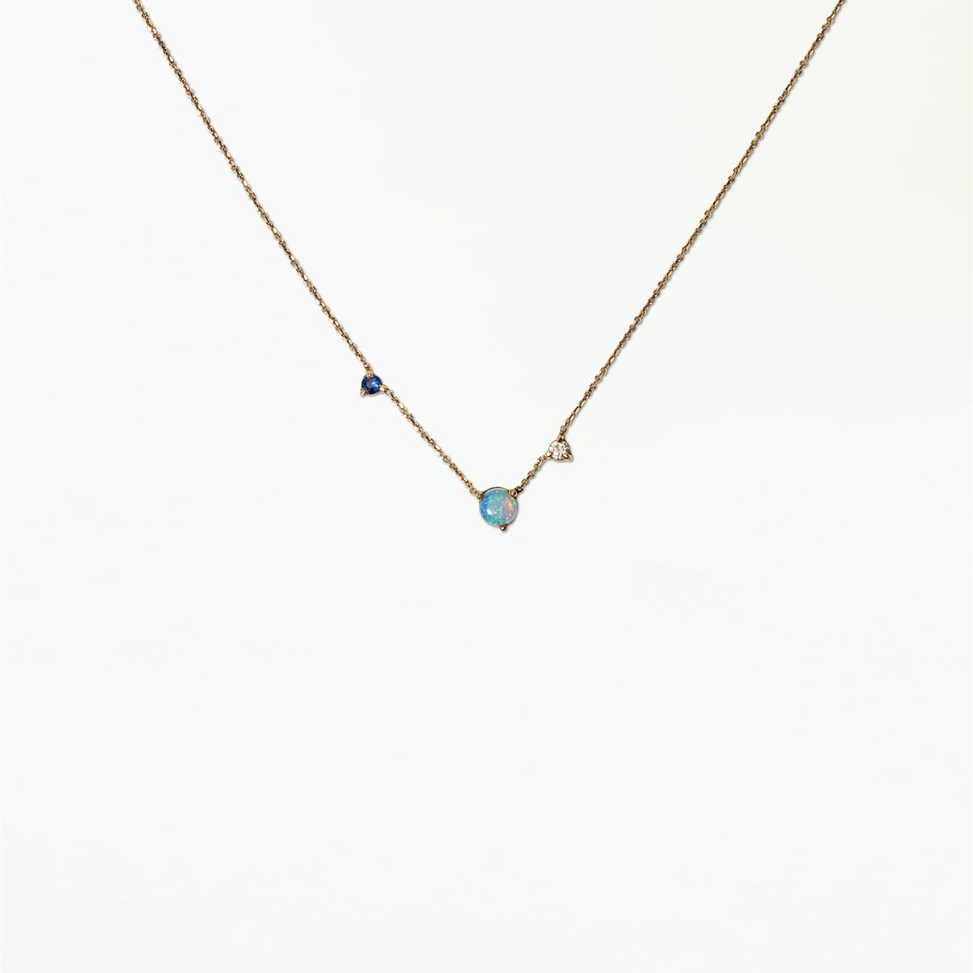 Titanium Steel High Color Retention European and American Blue Tears Compact Opal Opal Necklace Blue Water Drop Glitter Double Layer Necklace Gold Plated