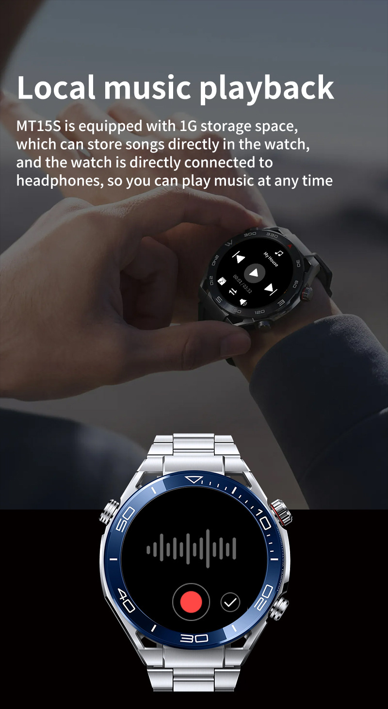 MT15S Smart Watch 1,6 Zoll 4DOLED Bildschirm Kompass NFC_voghion.com