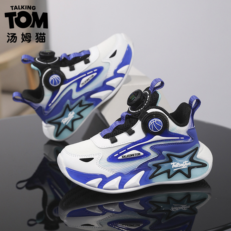 Tom Cat zapatos para niños zapatos deportivos con botones giratorios para niños zapatos de baloncesto de malla para niños zapatos para correr ligeros para niños grandes
