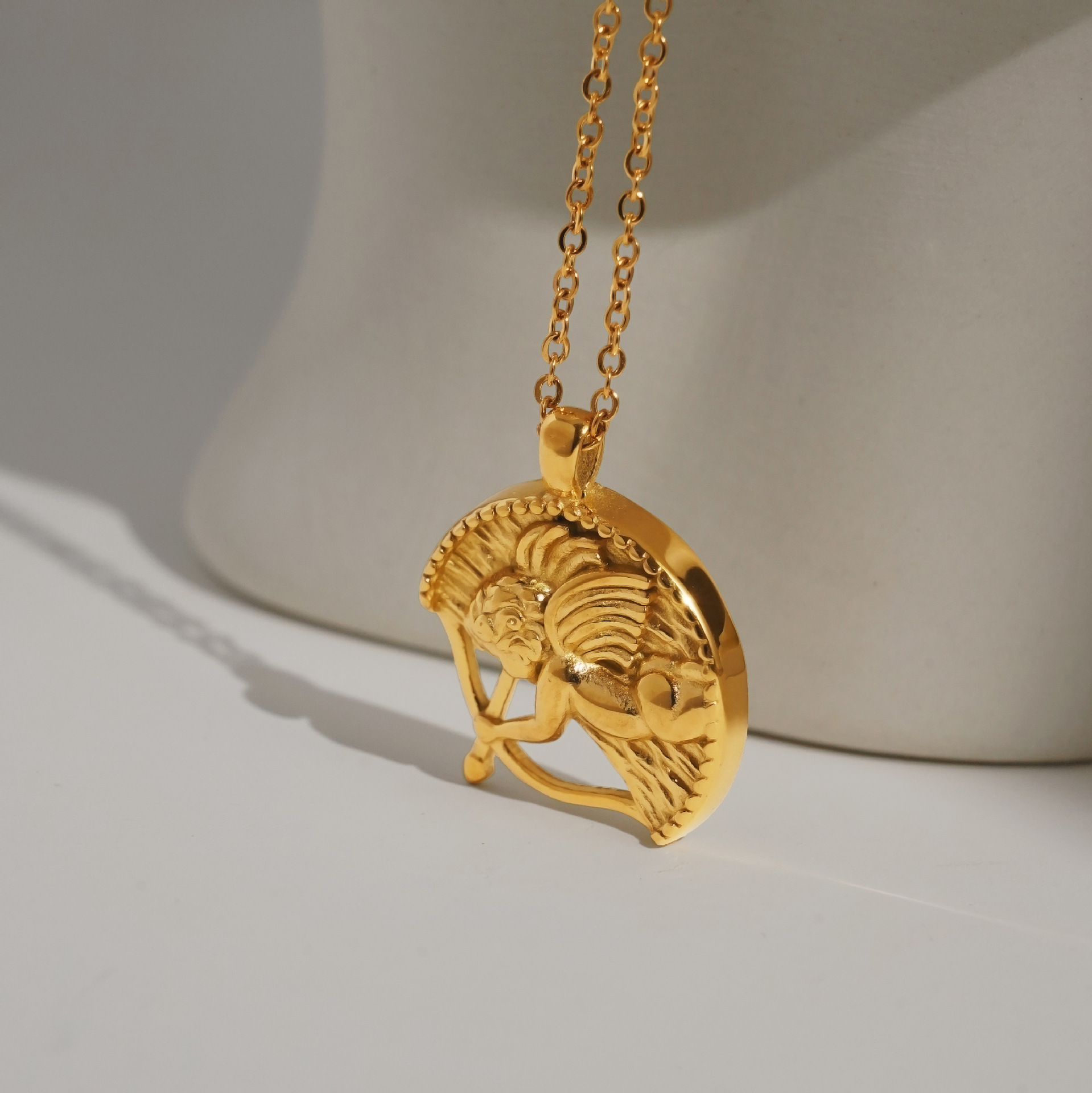 Titanium Steel Chain Material Wholesale Jewelry Retro Angel Titanium Steel Plating Pendant Necklace