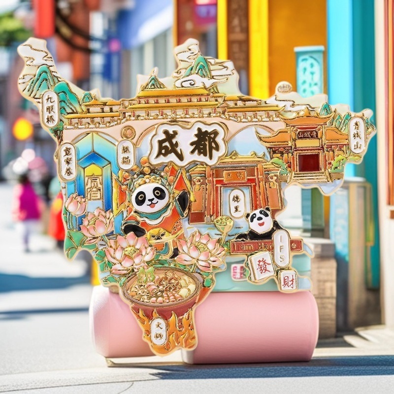 成都文创冰箱贴中国城市熊猫火锅地图款冰箱贴家居装饰旅游纪念品|undefined