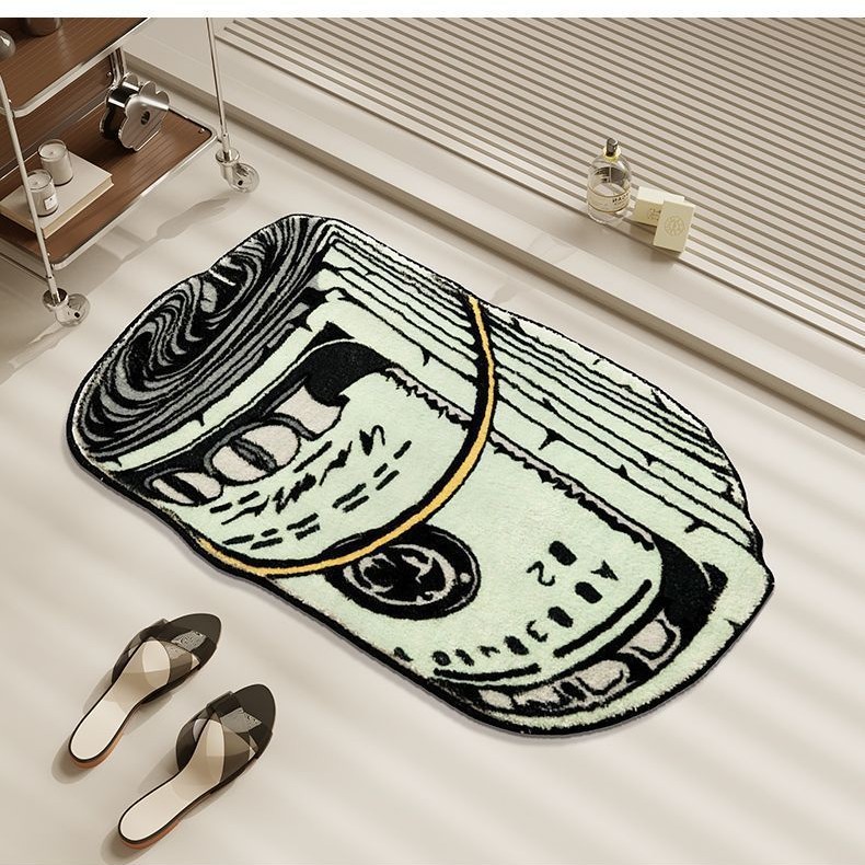 Cross-border Creative Dollar Carpet Shaped Banknote Living Room Sofa Coffee Table Floor Mat Computer Rocking Chair Easy-care Foot Mat