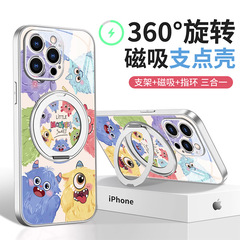 かわいいモンスターはアップル13pro携帯ケース16マグネットスタンド14折り畳み一体15アニメ12カップルを適用している