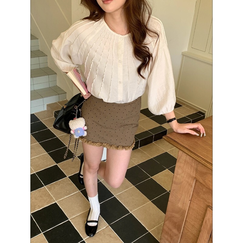 3Th Morning Early Spring New Style Linen Blend Design Pleated Three-Quarter Sleeve Shirt Zy3871 3Th Morning Early Spring New Style Linen Blend Design Pleated Three-Quarter Sleeve Shirt Zy3871