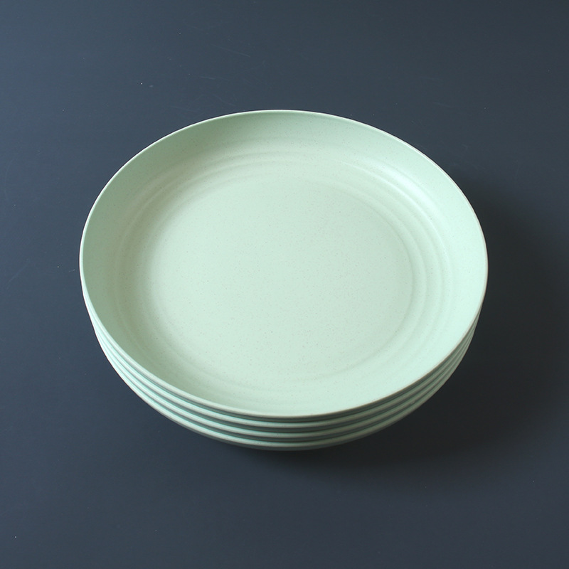 23cm disco 4 Unids paja de trigo plato de cena del hogar placa de la torta plato de fruta plato resistente a la caída plato restaurante vajilla