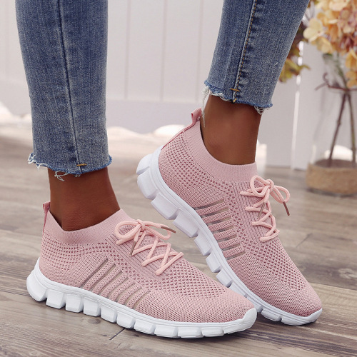 New women's spring and autumn shoes with thick soles, shallow mouth, breathable and soft fabric, comfortable and casual sports shoes.