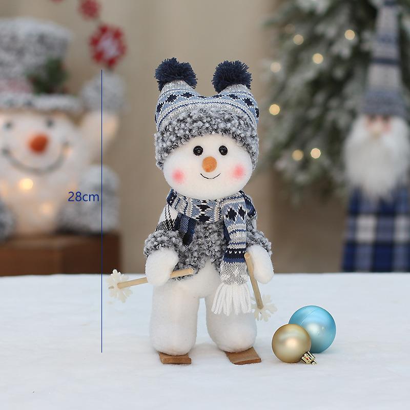 Transfronterizo Navidad nueva muñeca de tela azul lindo Columpio de esquí muñeco de nieve decoración regalo de vacaciones