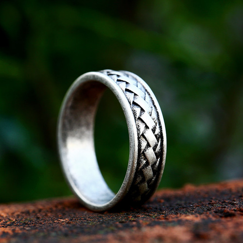 beier cross-border new simple fashion stainless steel ring wholesale Nordic Viking retro braided titanium steel ring