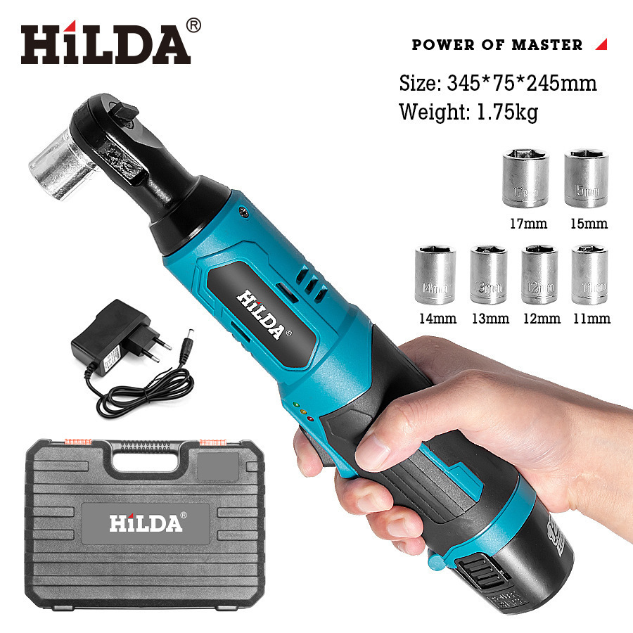 Llave de Trinquete Inalámbrica en Ángulo Recto de 90 Grados, Recargable de Alto Torque para Andamios image 9