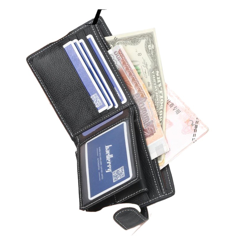 2025 Cross-border New Korean Style Cowhide Coin Bag Short Buckle Multi Card Holder Men's Wallet Men's Genuine Leather Wallet
