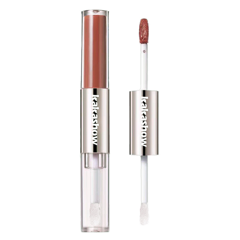 Kakashow Powder Double Lip Esmalte, un lápiz labial de doble efecto de brillo de agua, niebla mate, lápiz labial de mejora de la cara