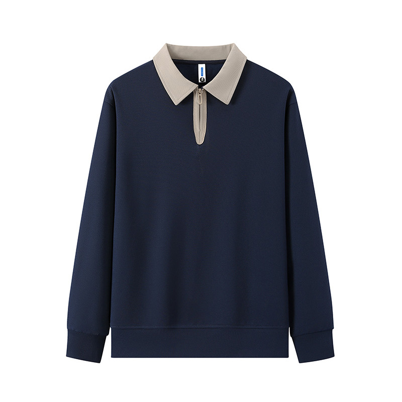 T-shirt ample à manches longues tendance automne sweat-shirt vêtements supérieurs pour hommes, nouveau style avec col à revers à l'extérieur et décontracté_voghion.com