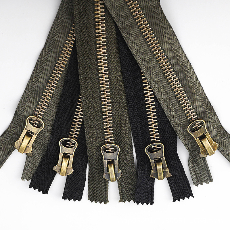 8号双开双头金属青古铜齿尾开拉链迷彩外套大衣羽绒服口袋配件