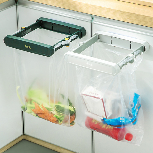 Kitchen foldable garbage rack wall-mounted folding basin storage rack national trend garbage bag hanger factory direct sale