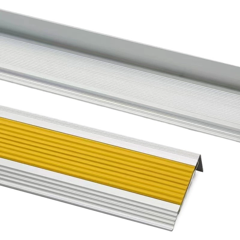 Алюминиевые противоскользящие полосы для лестниц для школ и детских садов, мягкие резиновые L-образные противоскользящие полосы для ступеней, металлические лестничные полосы