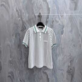 正确版本高品质驴家新款条纹胸口品牌皮牌字母T恤POLO衫男女同款