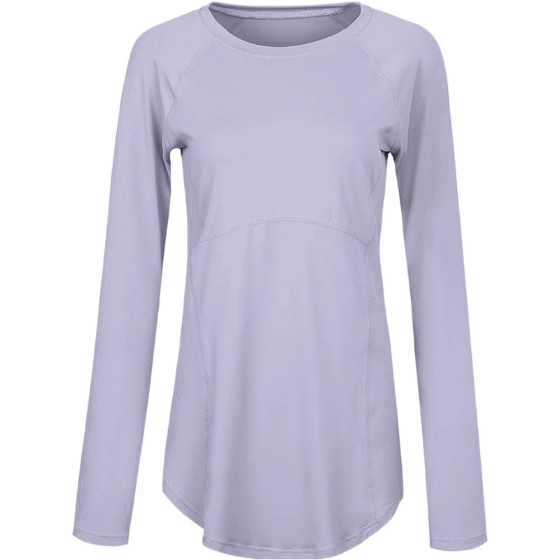 Весенняя и летняя спортивная одежда средней и длинной формы с длинными рукавами женские бедра тонкая и дышащая йога высокого качества фитнес-футболка на открытом воздухе топ