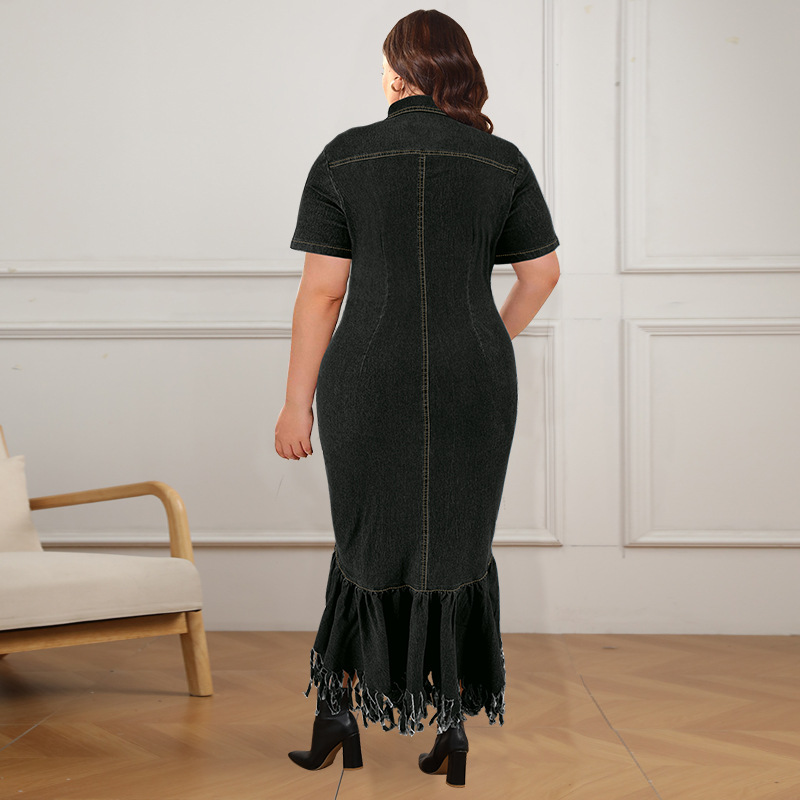 Women's Clothing Elegant Plus Size Women's Denim Dress Style Fashion For Formal & Casual For Women Striped Print Long_ecoleips.com