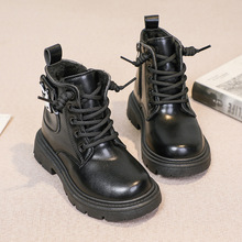 女童鞋粉色马丁靴2025秋冬新款儿童单靴小童加绒保暖软底短靴女宝