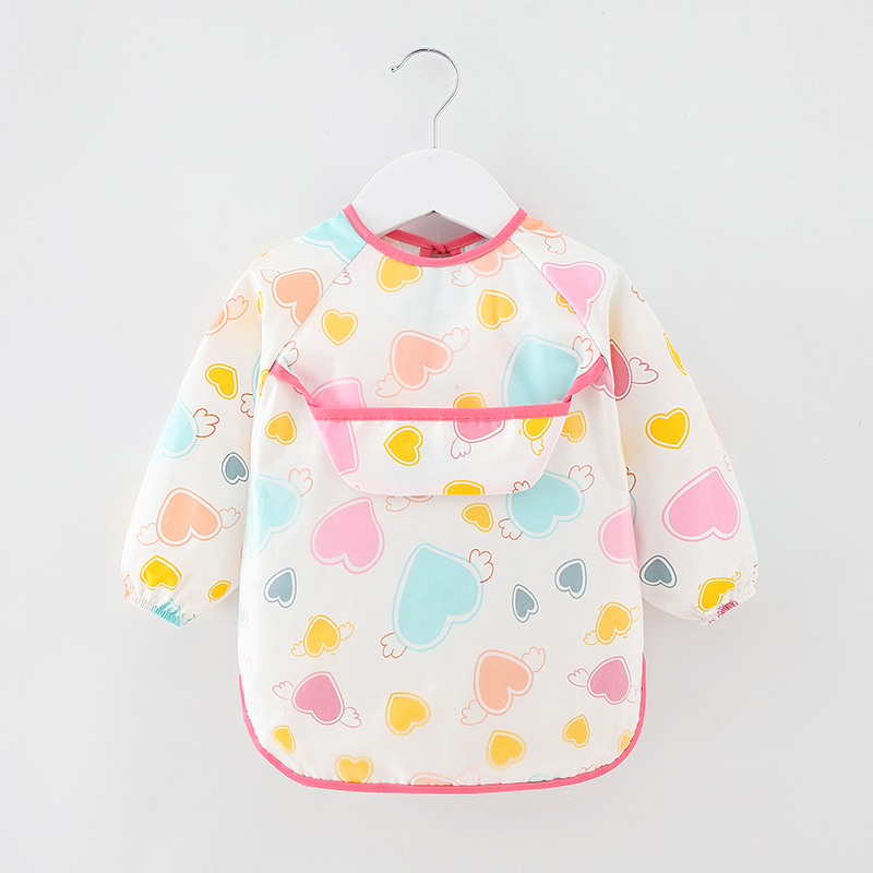 Abrigo impermeable para niños, con babero anti-sucio de algodón puro, manga larga, ideal para otoño e invierno, para bebés y niñas.