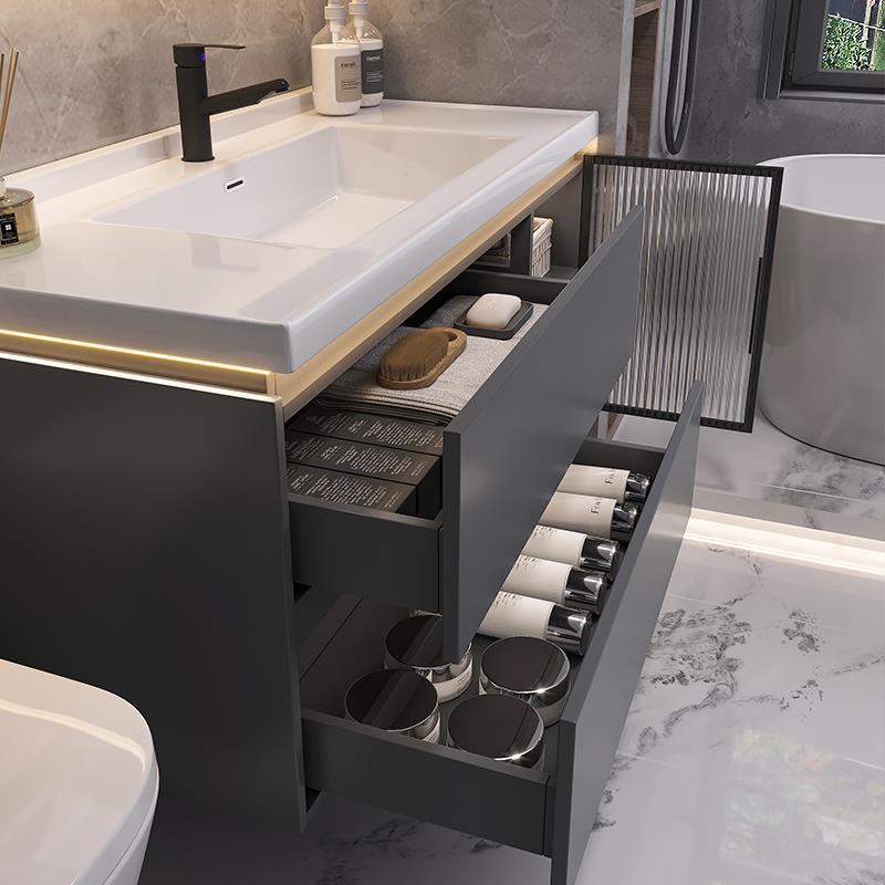 Estilo crema nuevo gabinete de baño lavabo de cerámica integrado lavabo gabinete combinación lavabo gabinete