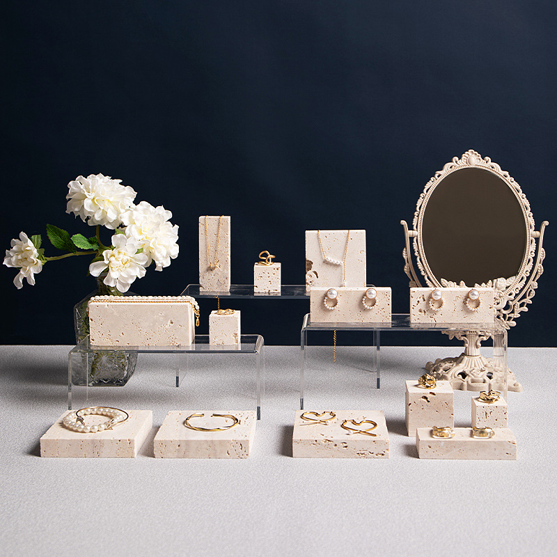 Hole Stone Cube Jewelry Display Earrings Necklace Stand Accessory Jewelry Showcase Live Streaming Shooting Prop Ornament