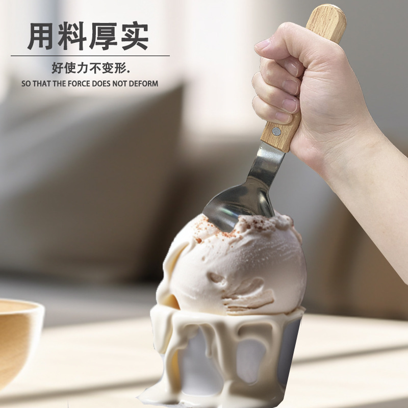 Amazon estilo explosivo pala hecha a mano pala de madera de alta calidad de forma ancha cuchara de helado pala de teppanyaki herramienta de eliminación de hielo de miel