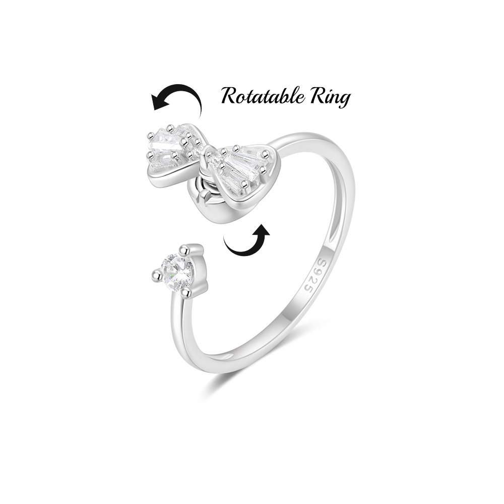 2g Weight Zircon Inlay Material Anxiety Ring, Open Rings Classification Adjustable Ring Size 1 Piece Quantity Daily Occasion 925 Sterling Silver Material Sun, Moon Pattern All Seasons Season Women's Gender Plating, Inlay Design Sweet, Shiny Style 925 Sterling Silver Zircon Sun Moon Open Rings Anxiety Ring 925 Sterling Silver Rings 35