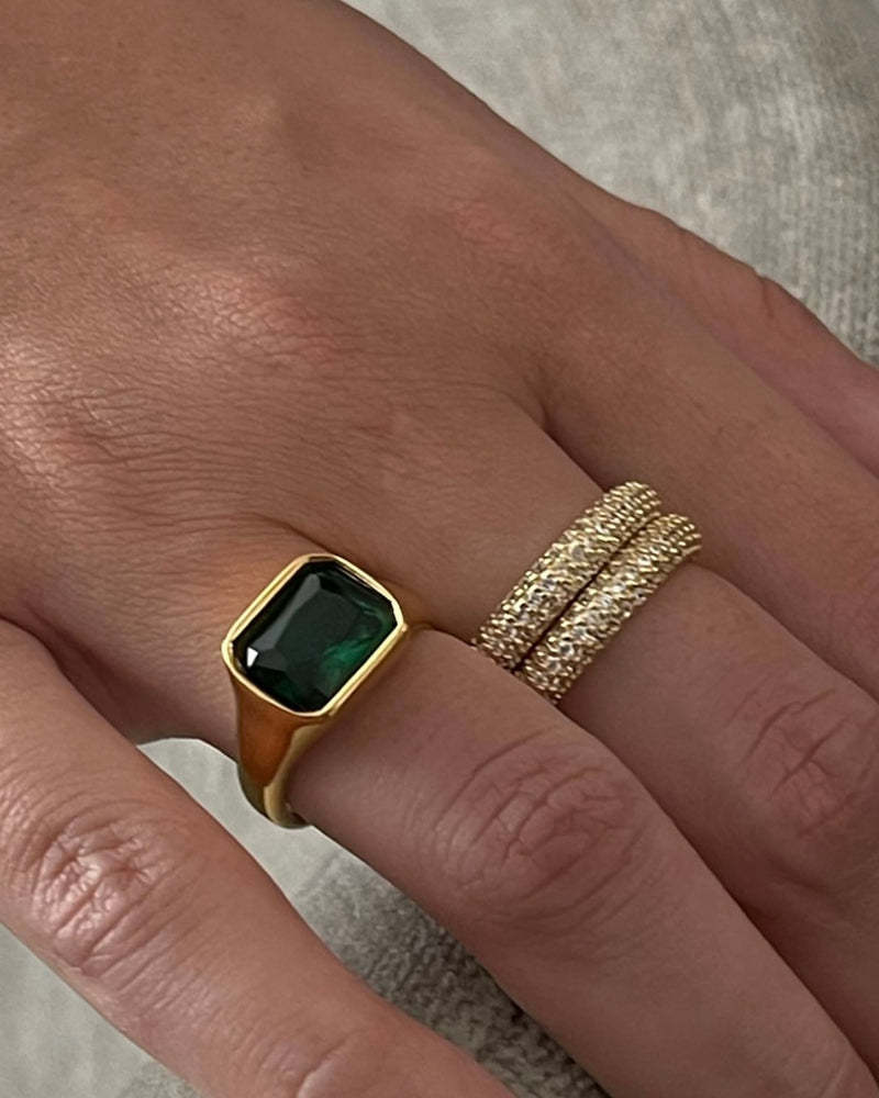 Copper Material Wholesale Jewelry Classic Style Shiny Geometric Copper 18K Gold Plated Plating Rings