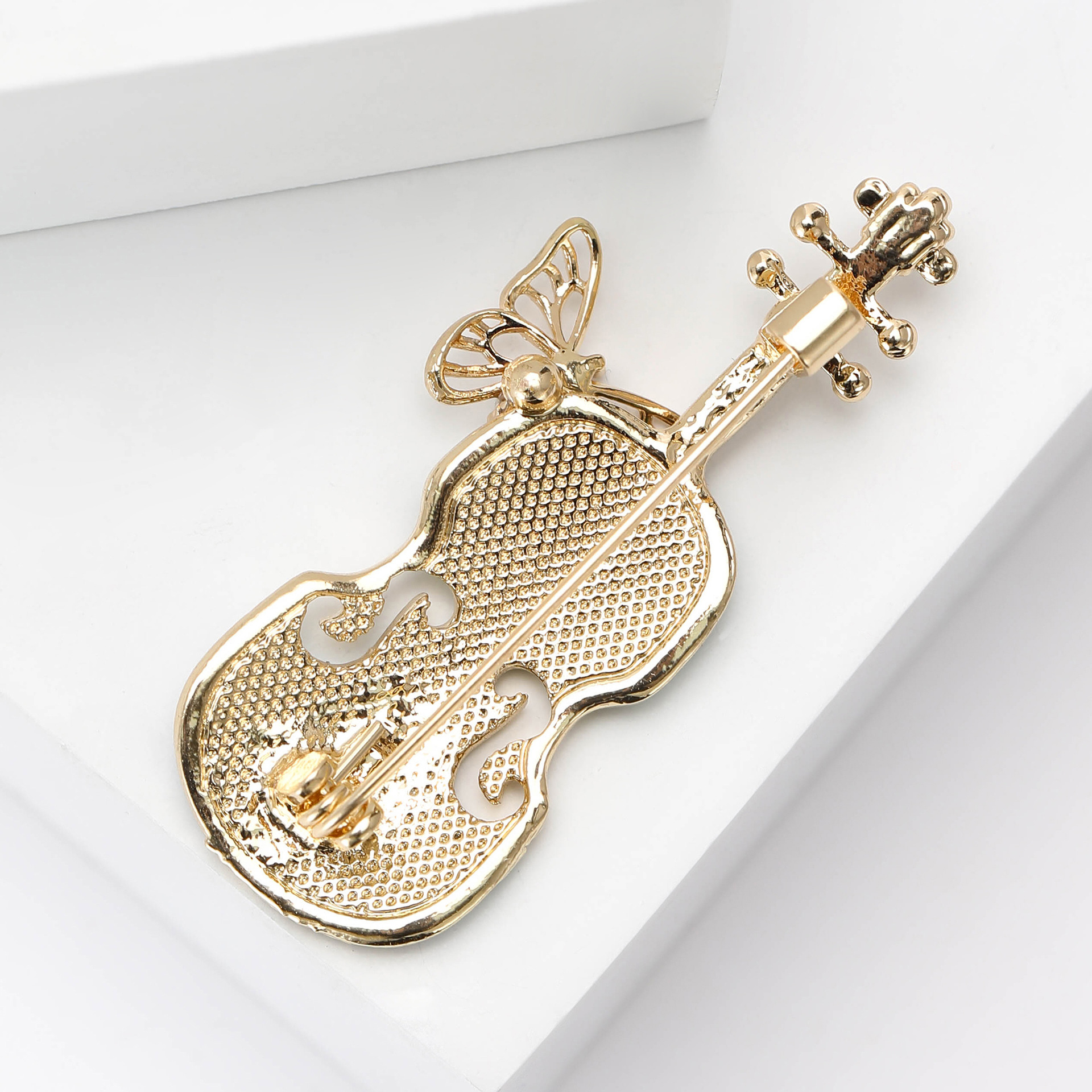 Korean Fashion Enamel Butterfly Violin Brooch Fashion ins Trendy Personalized Pin Cute Artistic Accessories